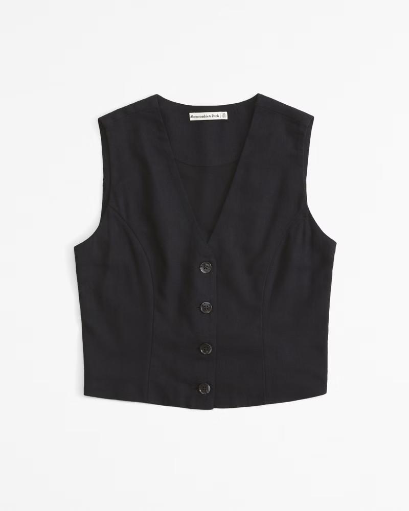 Women's The A&F Mara Linen-Blend Vest | Women's Tops | Abercrombie.com | Abercrombie & Fitch (US)