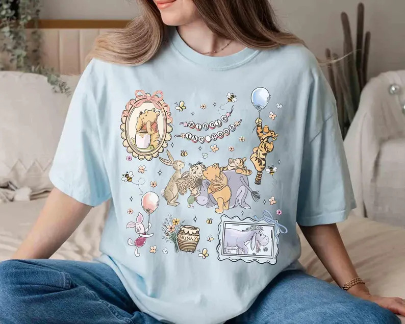 Coquette Bow Watercolor Winnie the Pooh Shirt, Pooh Bear Piglet Eeyore Shirt, WDW Disneyworld Gir... | Etsy (US)