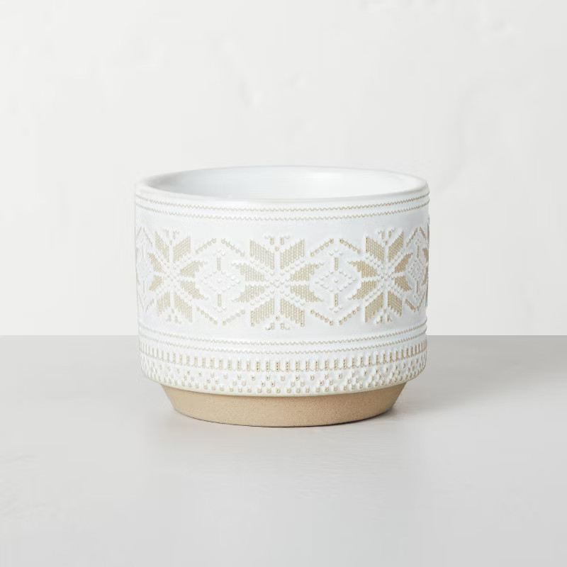 2-Wick Snowflake Embossed Ceramic Mulled Spice Seasonal Jar Candle White 11oz - Hearth & Hand... | Target
