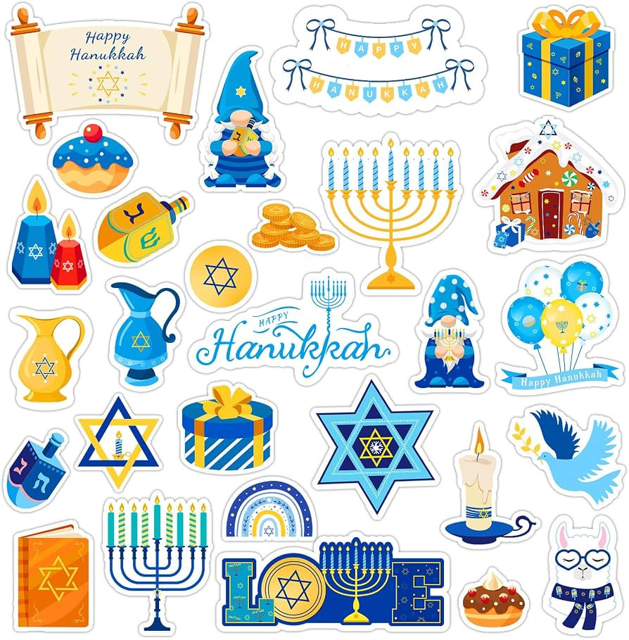 MARFOREVER 25 Pieces Hanukkah Window Gel Clings, Reusable Thick Chanukah Window Clings Decals for... | Amazon (US)