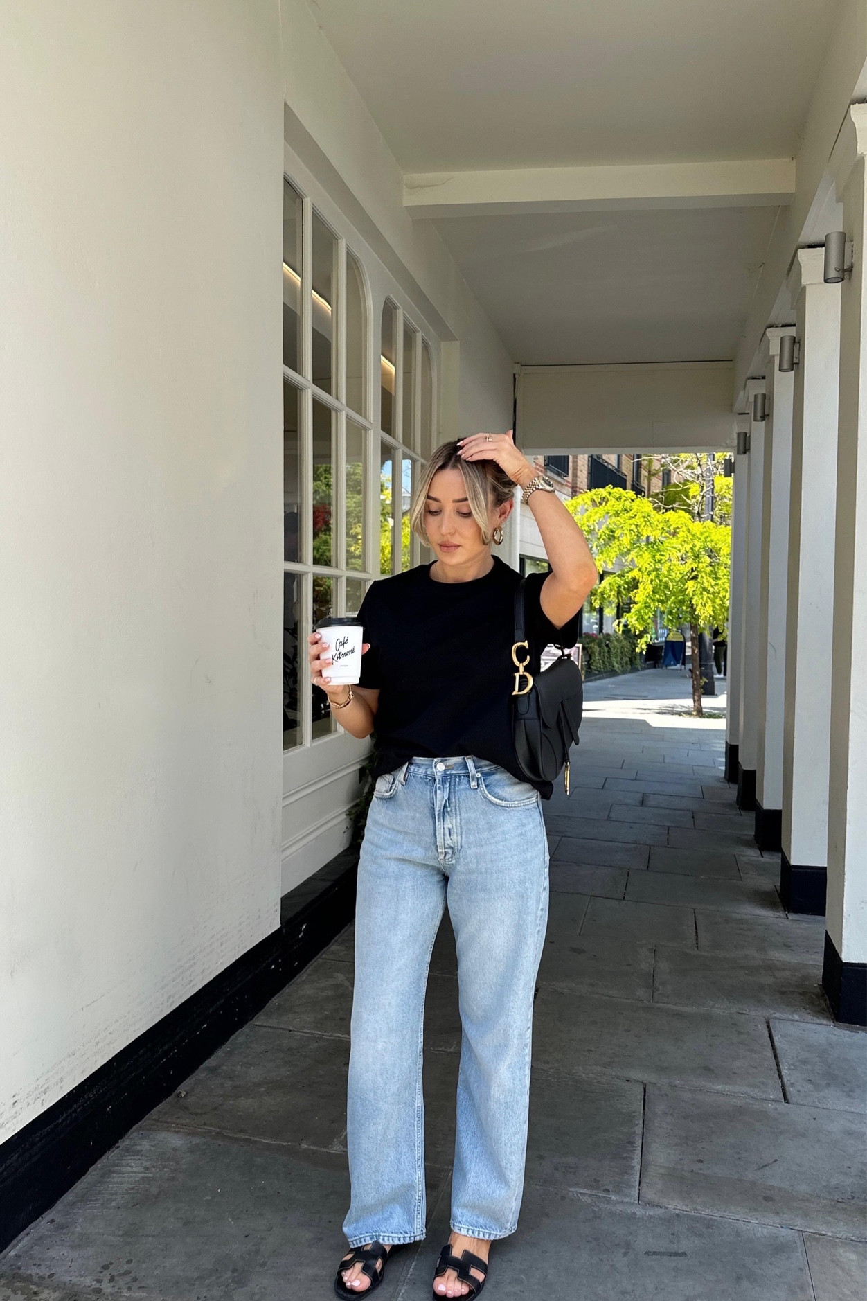 Summer Look 6 - another favourite black tee and blue jeans, with my Dior Saddle Bag and Hermes black oran sandles

#LTKspring #LTKsummer