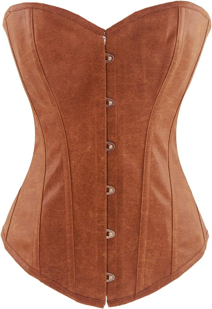 Alivila.Y Fashion Womens Sexy Steampunk Gothic Faux Leather Boned Corset Bustier | Amazon (US)