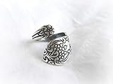 Sterling, silver Spoon Ring. Floral design, adjustable spoon ring, Sizes 6-10. | Amazon (US)