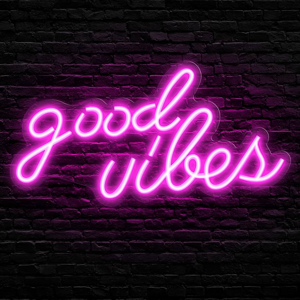 Olekki Pink Good Vibes Neon Sign - Neon Lights for Bedroom, LED Neon Signs for Wall Decor (16.1 x... | Amazon (US)