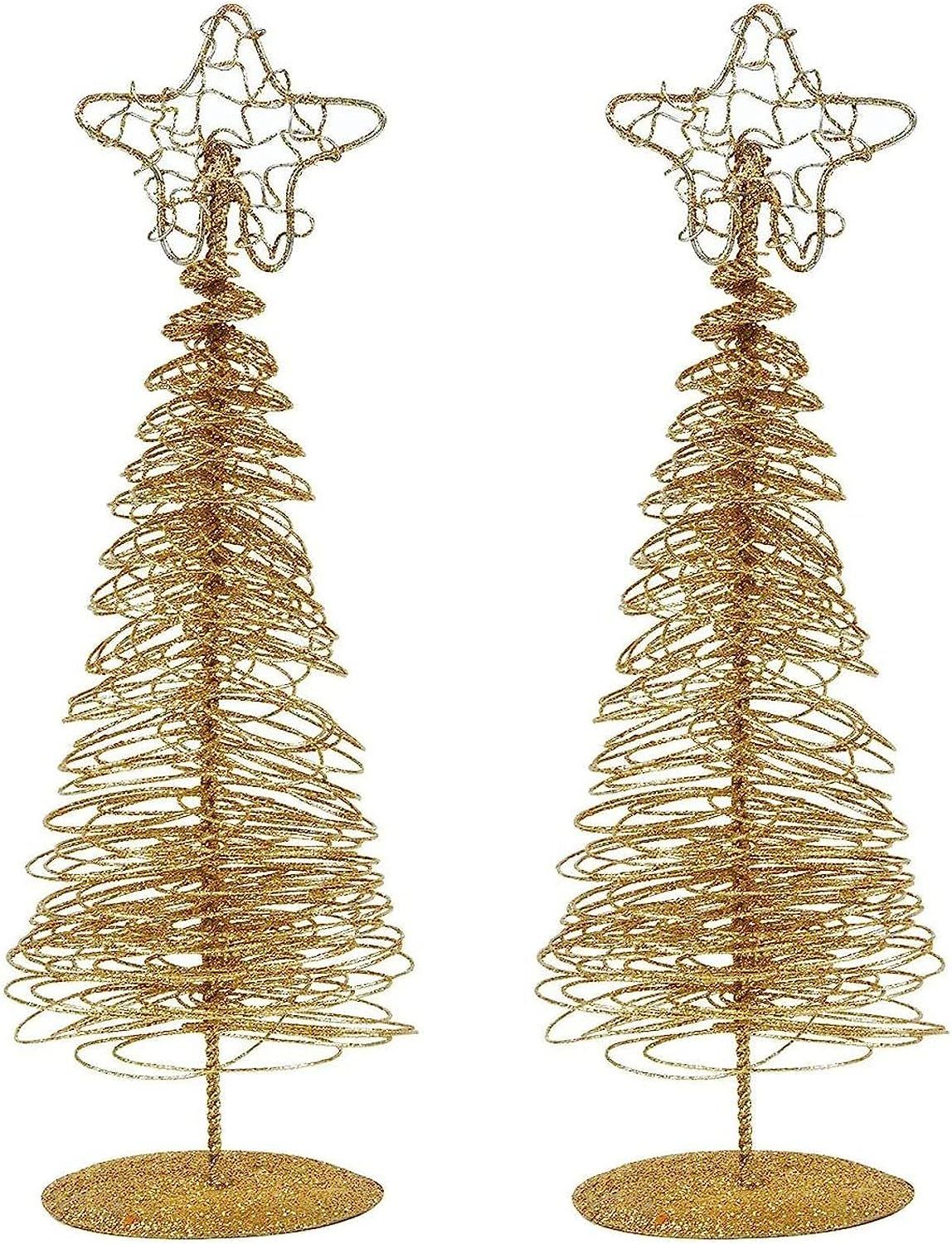 Mini Gold Christmas Trees Tabletop Holiday Decor (10.5 x 3 x 3 in, 2 Pack) | Amazon (US)