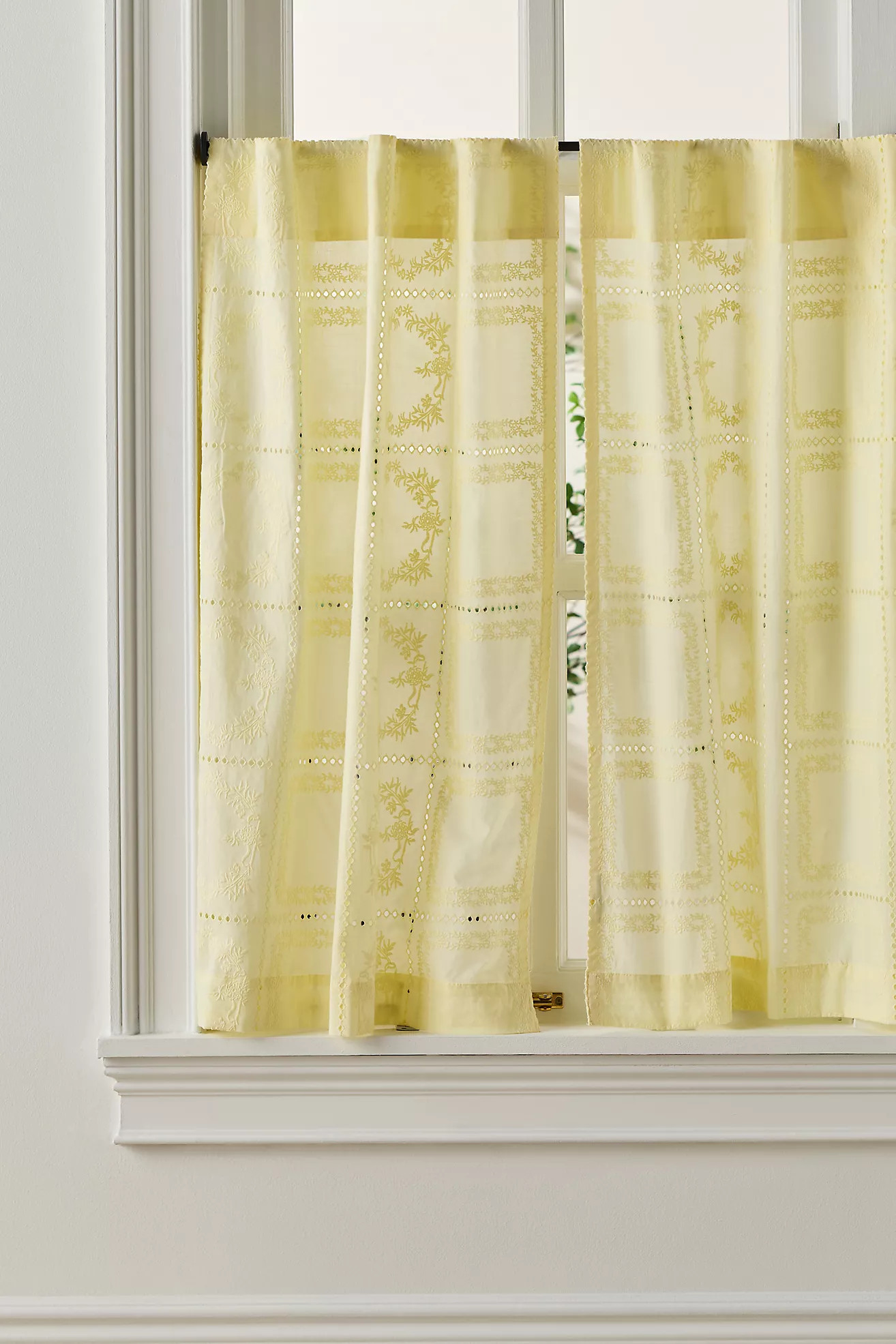 Cotton Eyelet Embroidered Sheer Cafe Curtain, Set of 2 | Anthropologie (US)