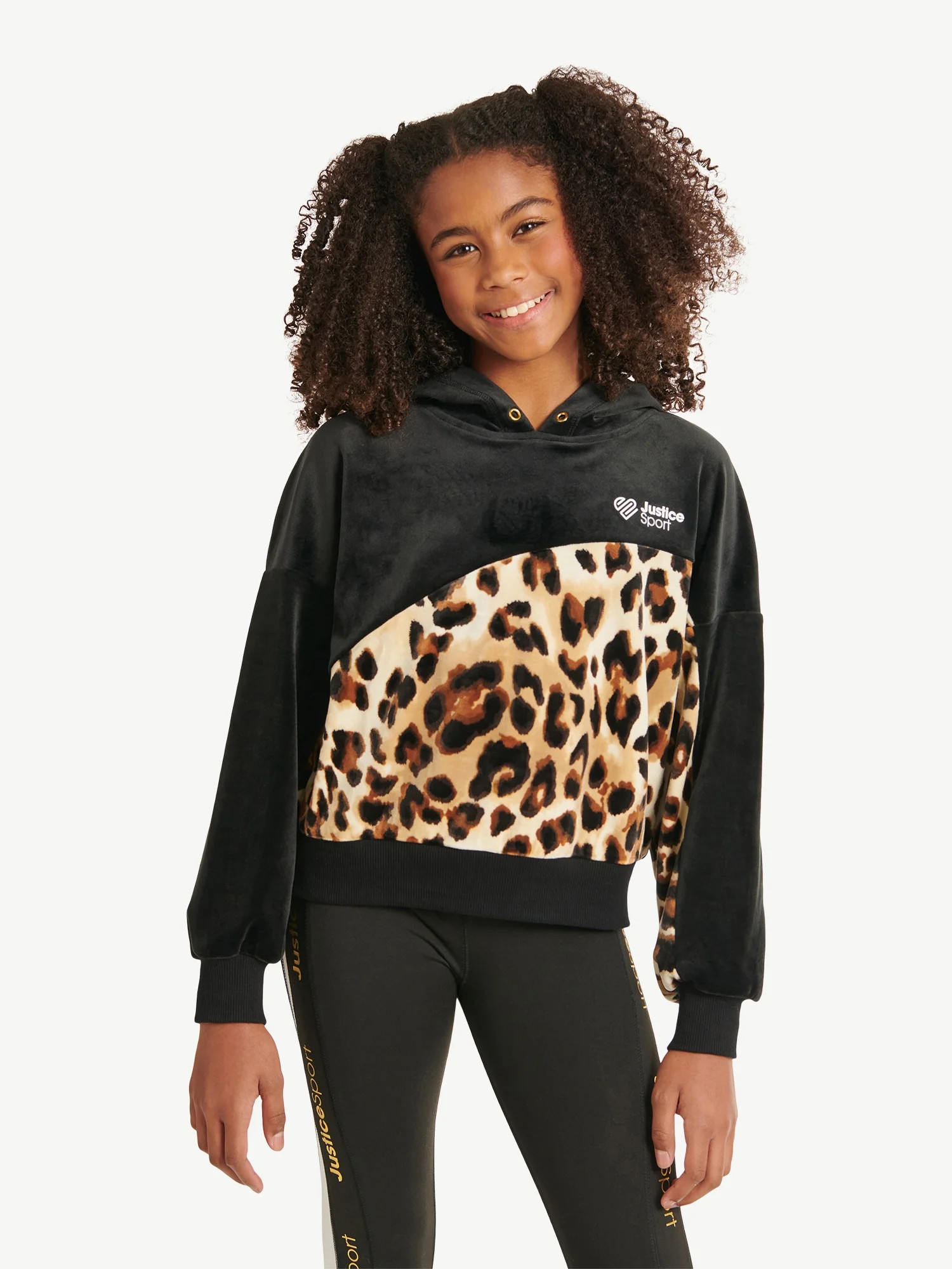 Justice Girls J-Sport Blocked Velour Hoodie, Sizes XS-XLP - Walmart.com | Walmart (US)