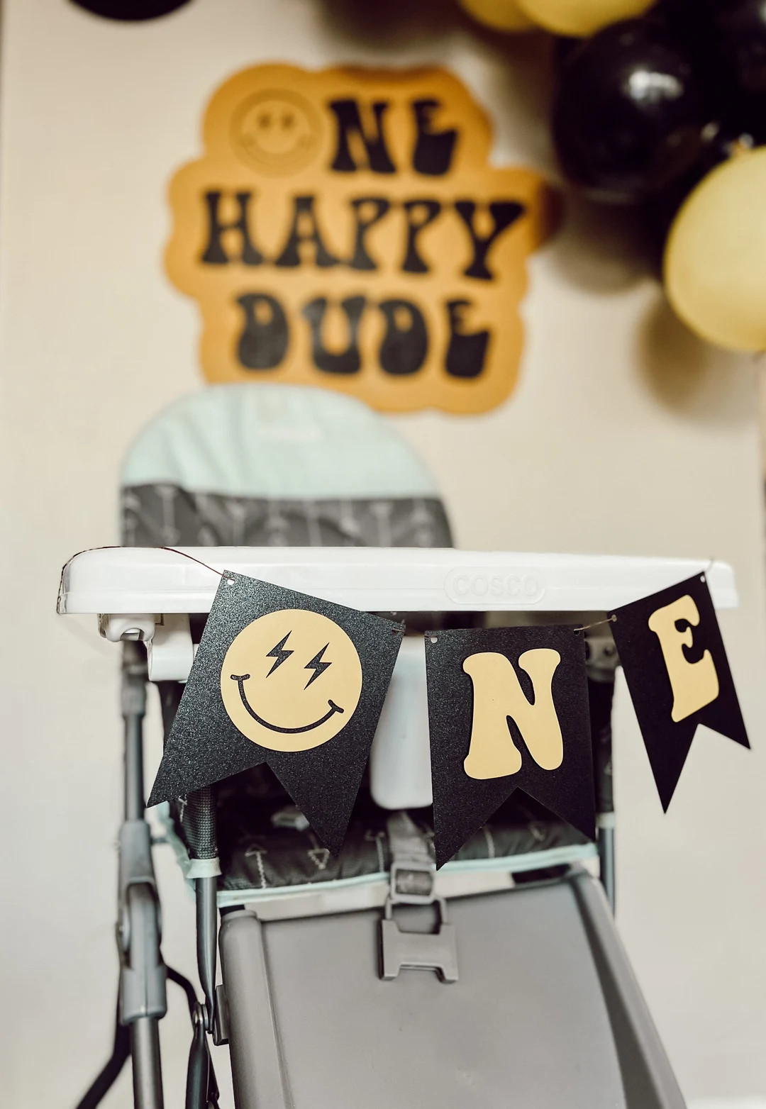 One Happy Dude High Chair banner smiley face one high chair banner first birthday happy face baby... | Etsy (US)