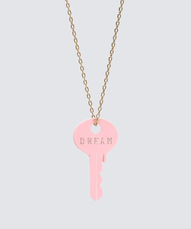 Pastel Pink Dainty Key Necklace | The Giving keys