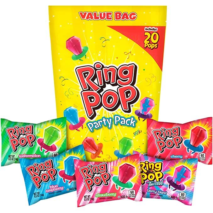 Ring Pop Individually Wrapped Bulk Variety Party Lollipop Suckers with Assorted Flavors Fun Candy... | Amazon (US)