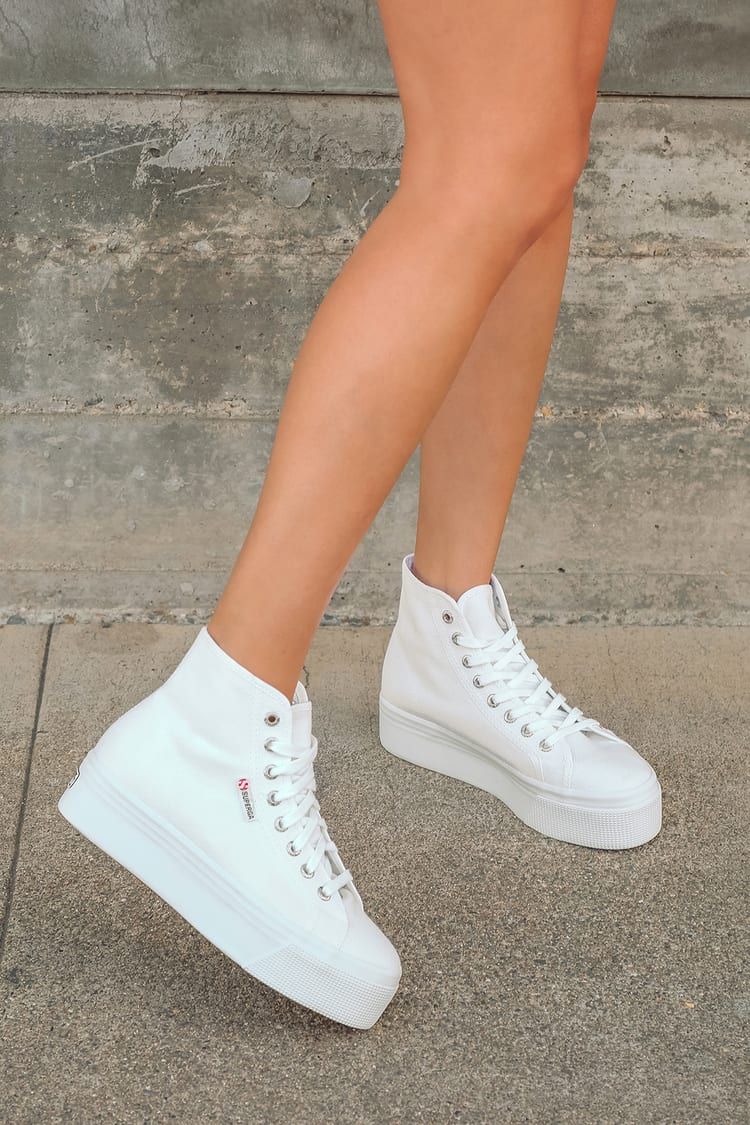2705 Hi Top White Flatform Sneakers | Lulus (US)
