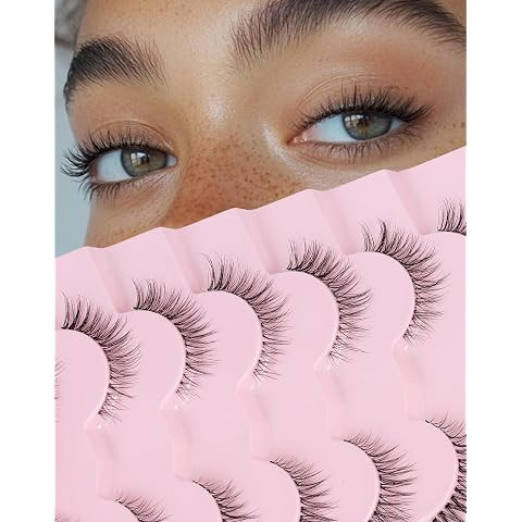 Amazon.com: Onlyall Natural Lashes Wispy Lashes Natural Look False Eyelashes Soft Fluffy Fake Eye... | Amazon (US)