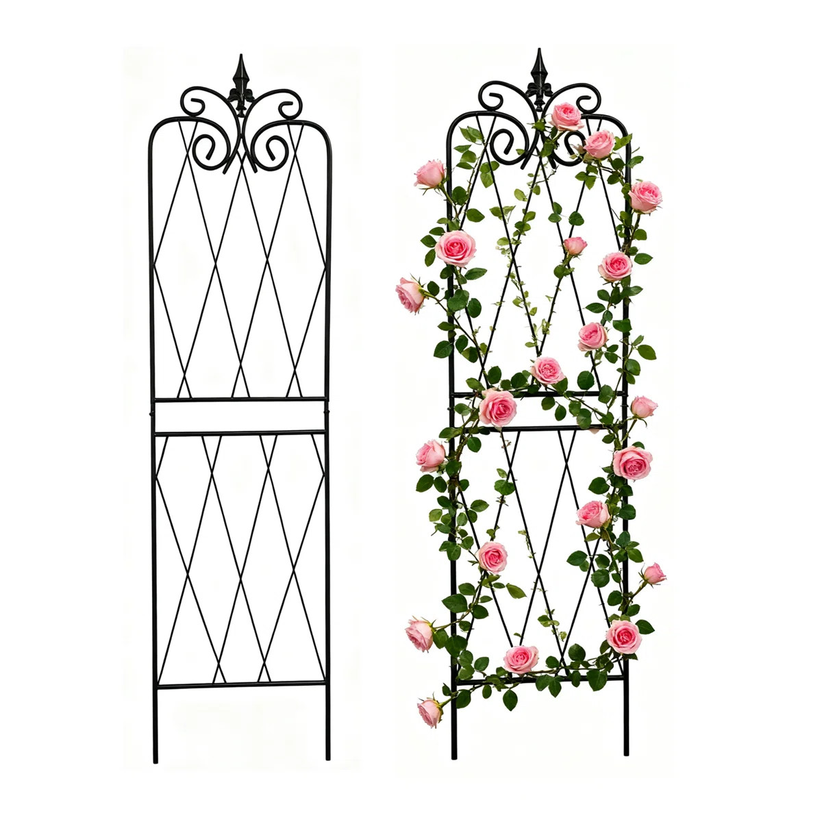 Cayley 59" H x 15" W Garden Trellis, Iron Lattice Panel for Climbing Plants Support (Set of 2) | Wayfair North America