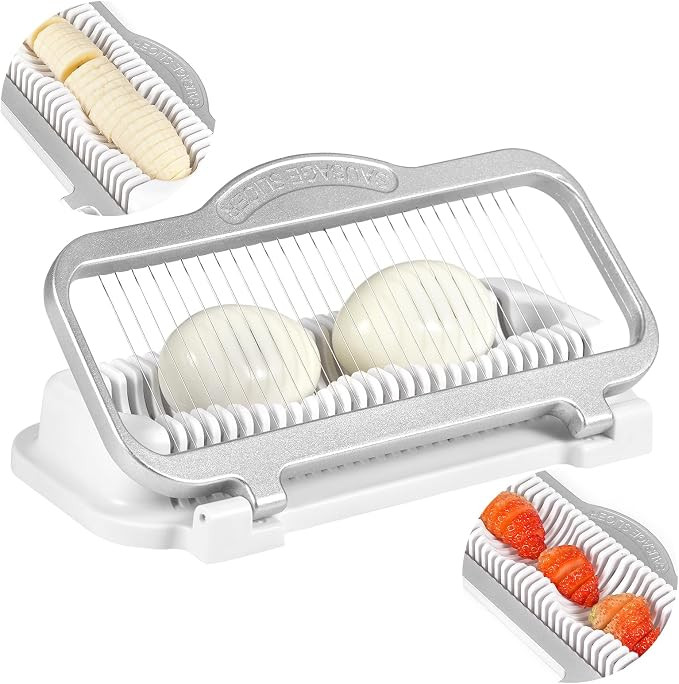 Larger Egg Slicer for Hard Boiled Eggs Banana Slicer, Aluminium & Stainless Steel Wires Strawberr... | Amazon (US)