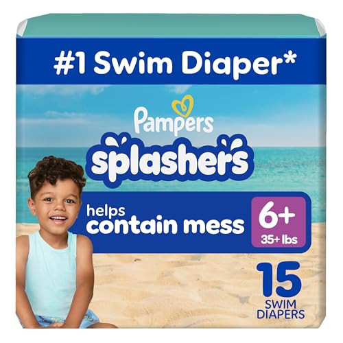 Pampers Splashers Swim Diapers, Size 6+, 15 Count, Disposable Swim Diapers, Contains Mess, No Swell | Amazon (US)