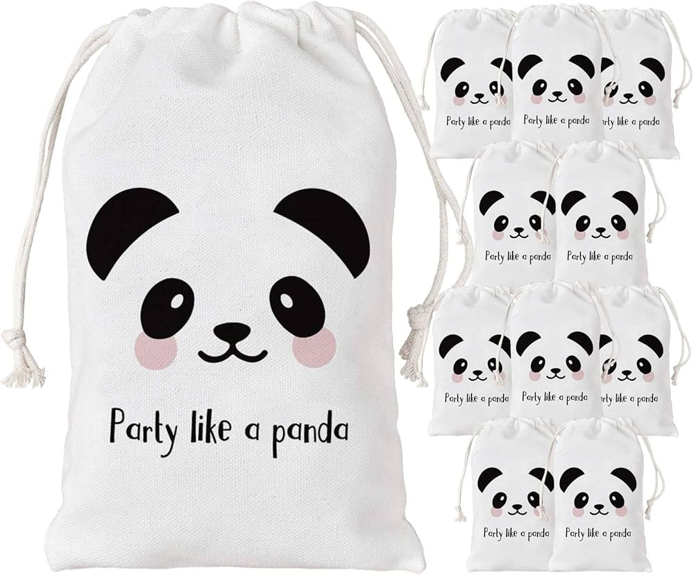 Panda Party Favor Bags 12 Pack - Gift Goodie Candy Treat Bags for Party Like a Panda Decorations,... | Amazon (US)