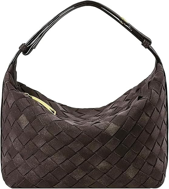 Suede Leather Handbag for Women-Small Clutch Bag Suede Handbag- Leather Woven Bag-Underarm Purse-... | Amazon (US)