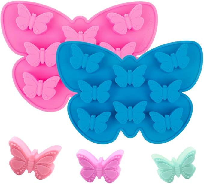 Stouge 2 Pcs Butterfly Cake Mold Butterfly Shape Silicone Trays Chocolate Candy Baking Molds, Non-St | Amazon (US)