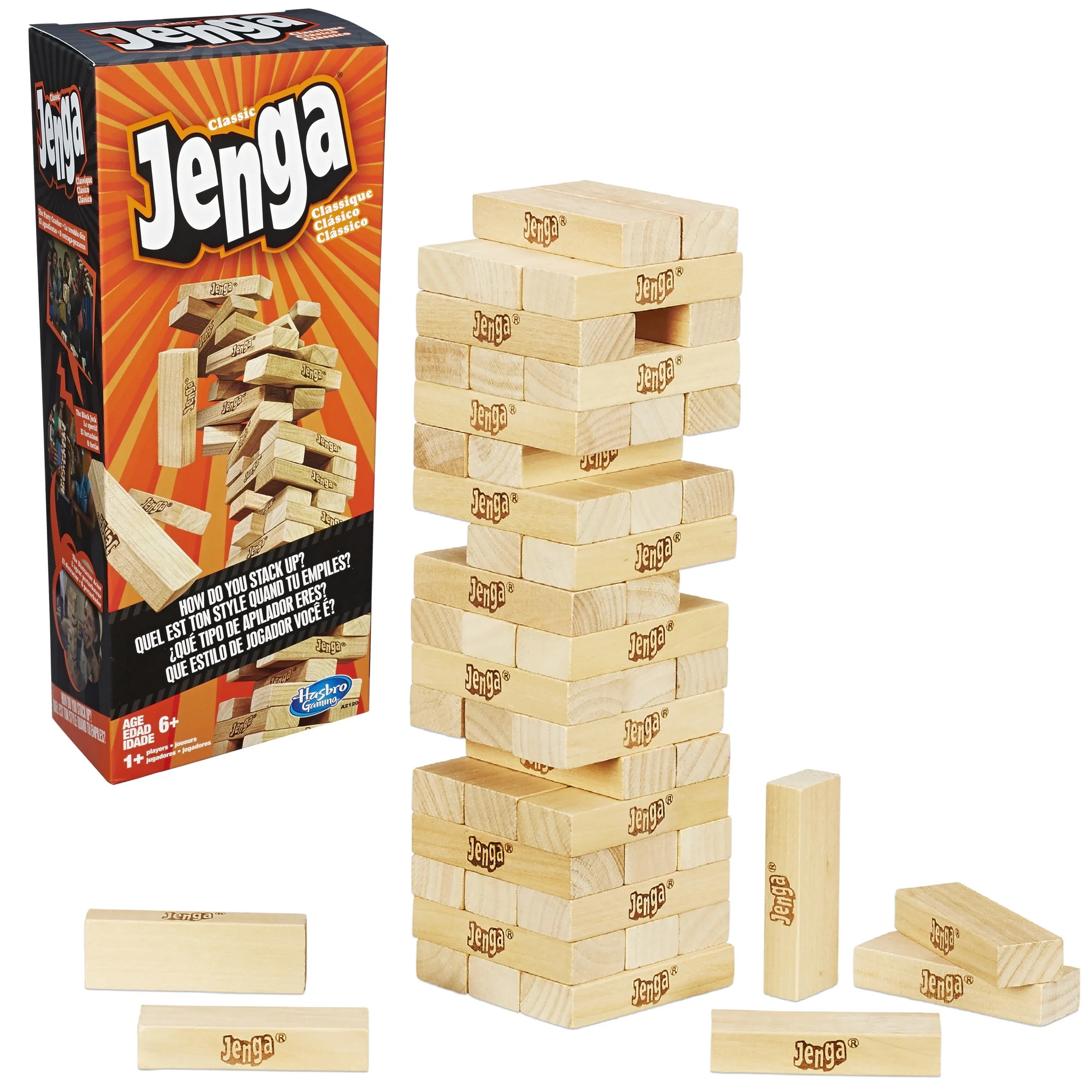 Classic Jenga Game with Genuine Hardwood Blocks for Kids Ages 6 and Up | Walmart (US)
