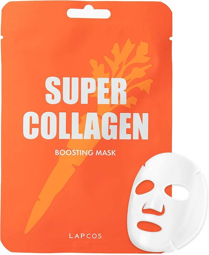 LAPCOS Super Collagen Sheet Mask – Hydrating Face Masks w/Peptide Complex, Vegan Collagen, Niac... | Amazon (US)