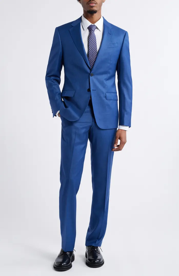 Emporio Armani G Line Solid Blue Wool Suit | Nordstrom | Nordstrom