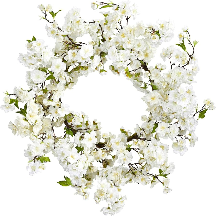 Nearly Natural 24in. Artificial Cherry Blossom Wreath | Amazon (US)