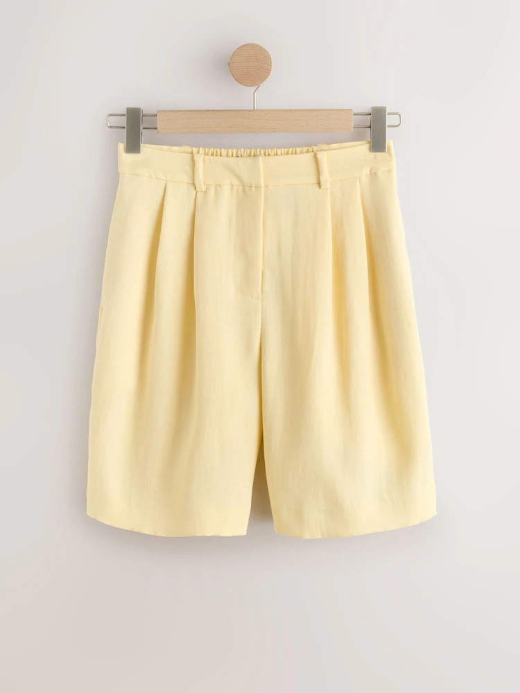 Yellow Crinkle Tailored Bermuda Shorts | Next US