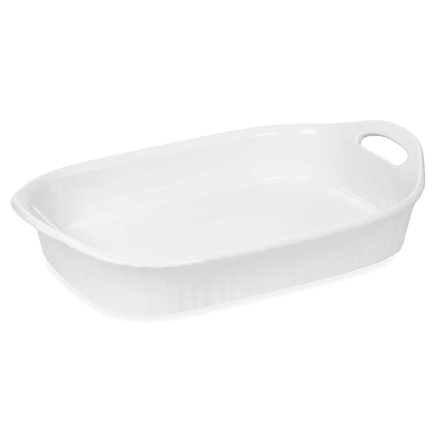 CorningWare French White III 3-Quart Ceramic Oblong Casserole Dish with Sleeve | Oven, Microwave,... | Amazon (US)