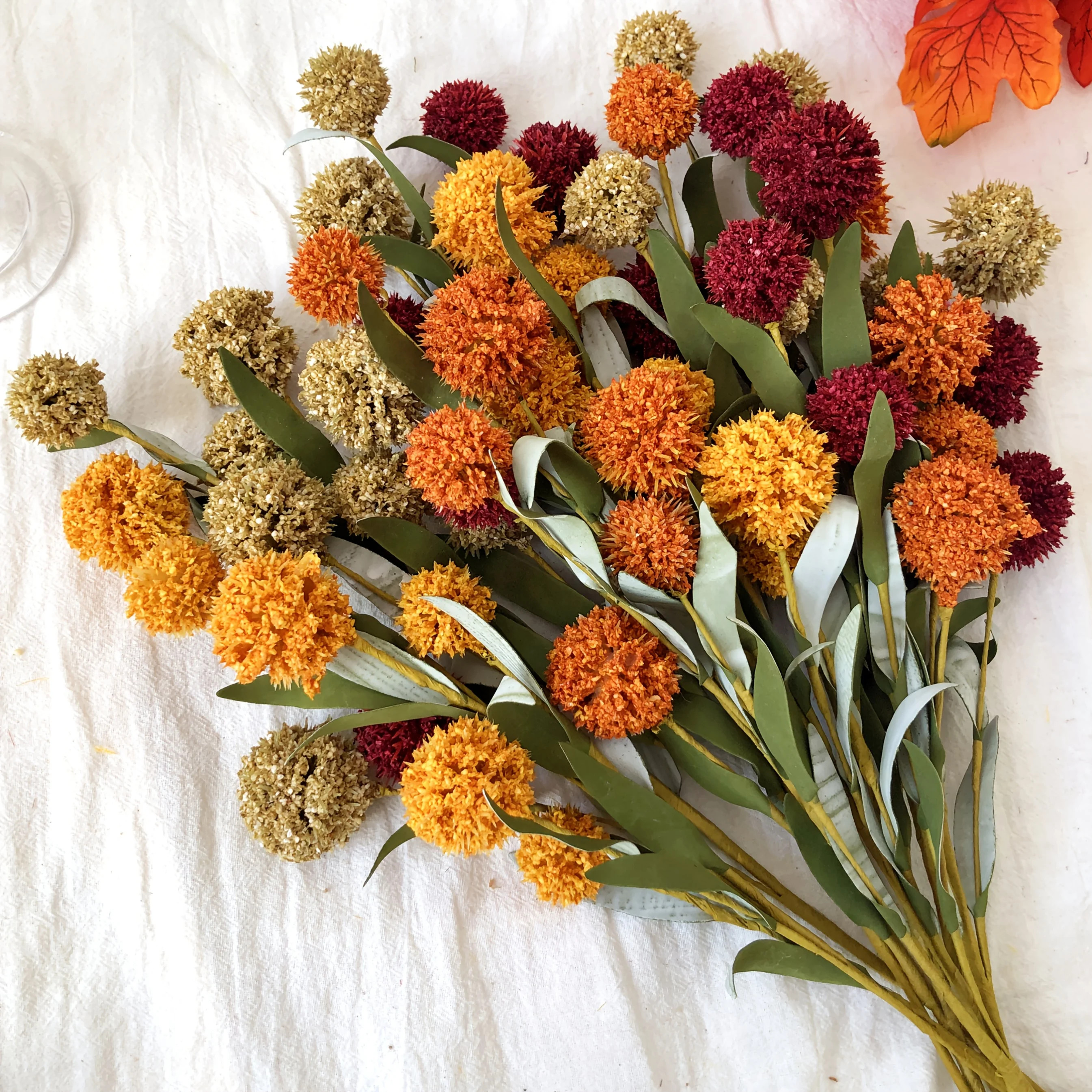 5 Pack Artificial Hydrangea Flowers - Fall Harvest Orange, Yellow, White and Maroon Realistic Pla... | Walmart (US)