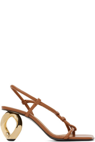Brown Chain Heeled Sandals | SSENSE