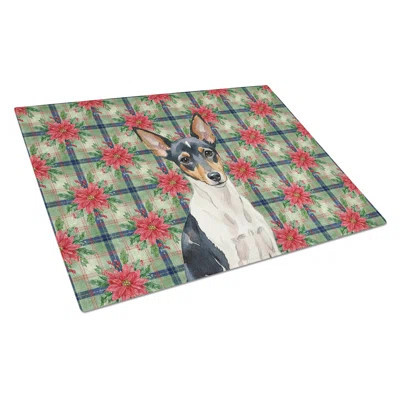 Toy Fox Terrier Christmas PoinsettIas Glass Cutting Board | Wayfair North America