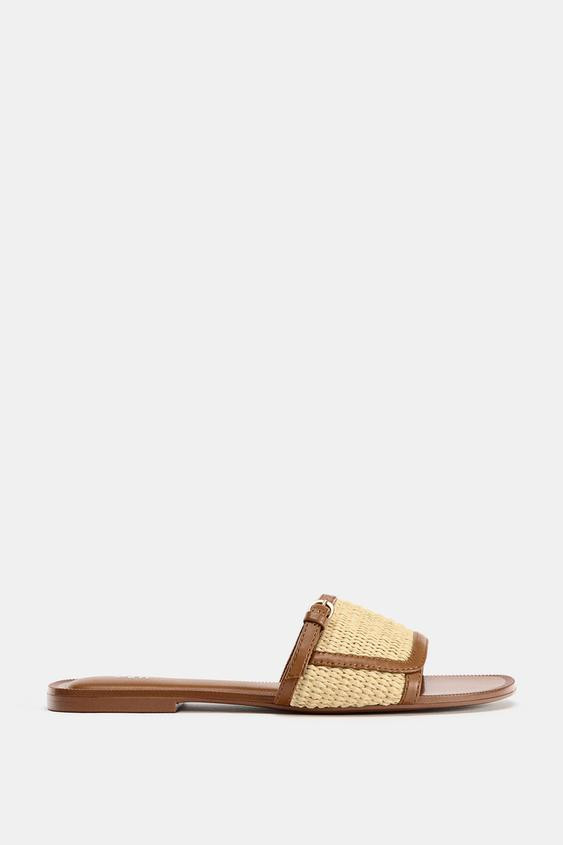 FLAT WOVEN BUCKLE SANDALS | Zara US