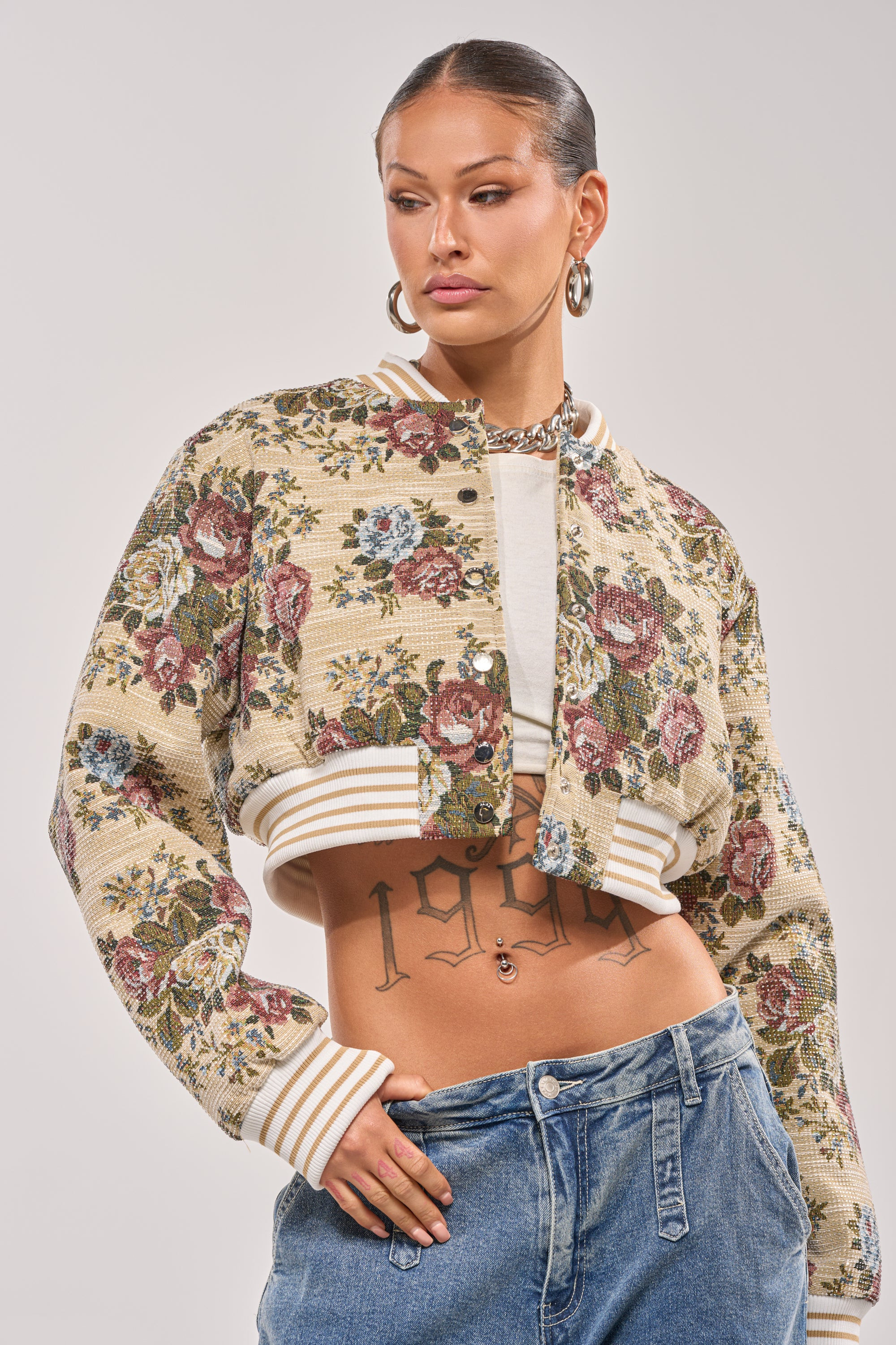 AKIRA Not Your Average Tapestry Bomber Jacket | Brown | Size 1X | AKIRA