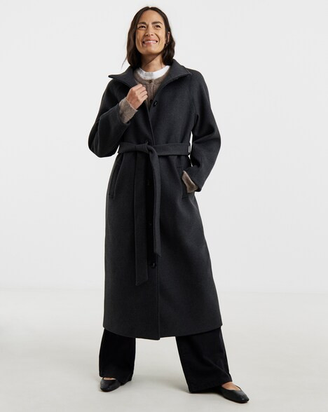 Charcoal Funnel Neck Longline Coat | JD Williams (UK)