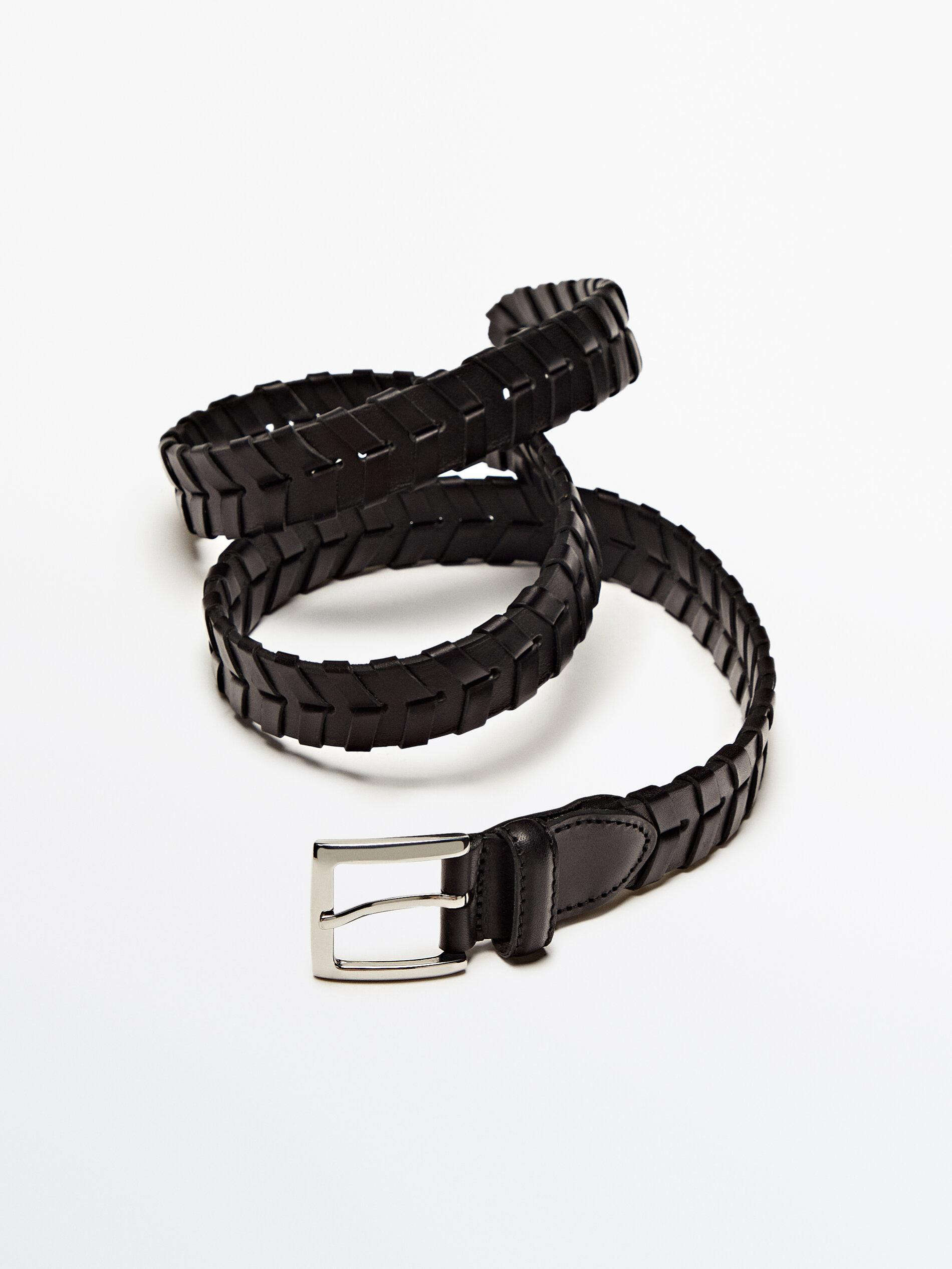 Flechtgürtel aus Leder | Massimo Dutti DE