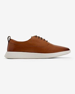 Brown Leather Lace Up Everyday Performance Hybrid Sneakers | Express