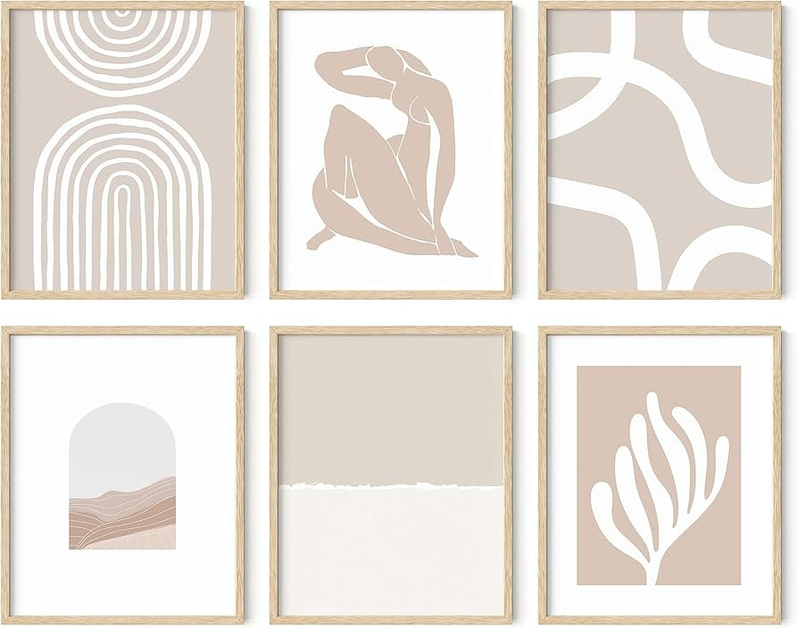 HAUS AND HUES Neutral Wall Art, Beige Wall Decor, Beige Wall Art, Wall Art Modern Abstract, Matis... | Amazon (US)