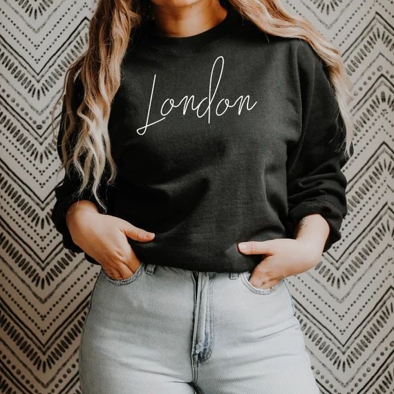 London Sweater, London Cursive Script Crewneck, England Sweatshirt, London Shirt, London Sweater,... | Etsy (CAD)