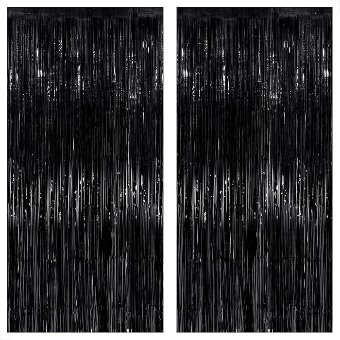 KatchOn Large Black Fringe Backdrop - Pack of 2 | Black Streamers for New Years Decorations 2026 ... | Amazon (US)