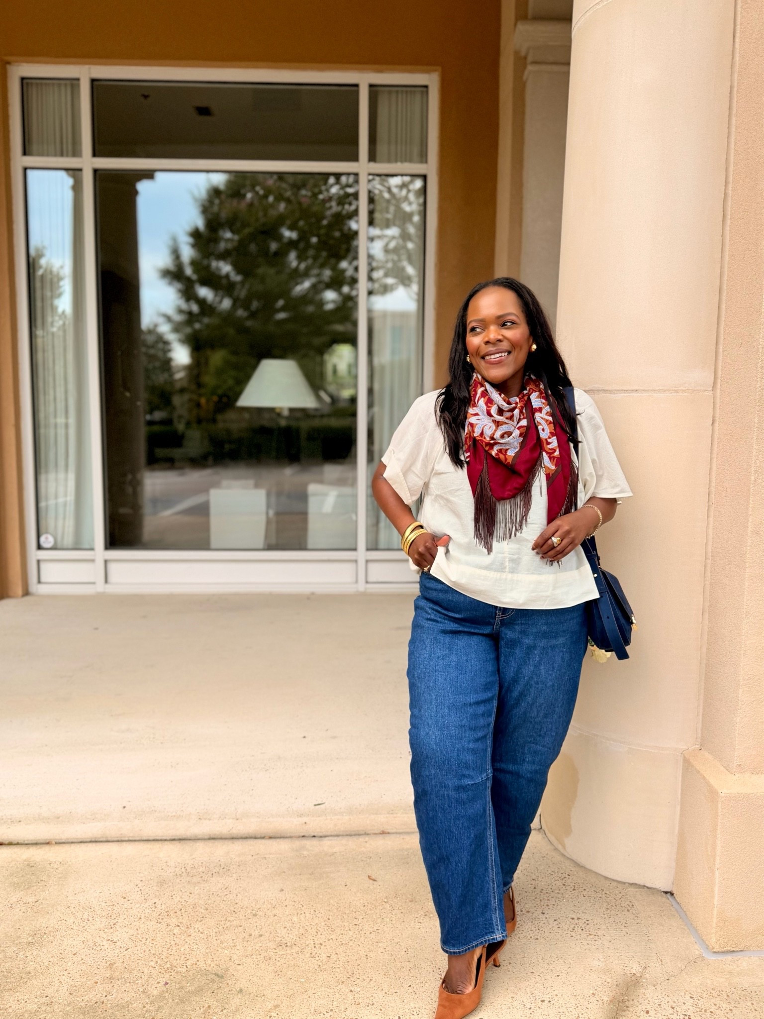 I’ll take this Walmart scarf in every print or color please! Also loving these barrel jeans and the perfect white blouse from Old Navy!

#LTKNYFW #LTKootd #LTKWorkwear