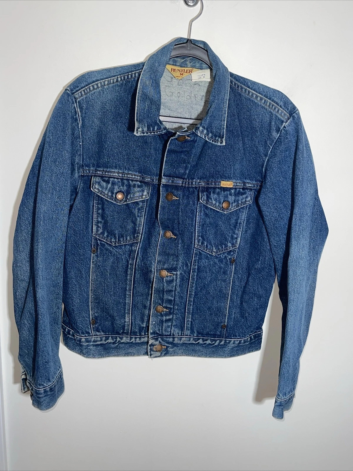 Vintage Rustler Jacket Size Medium Denim Trucker  Made in USA VTG Unisex  | eBay | eBay US