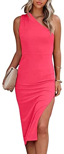 ANRABESS Women's Summer One Shoulder Bodycon Midi Dress Sleeveless Back Cutout Cocktail Party Dre... | Amazon (US)