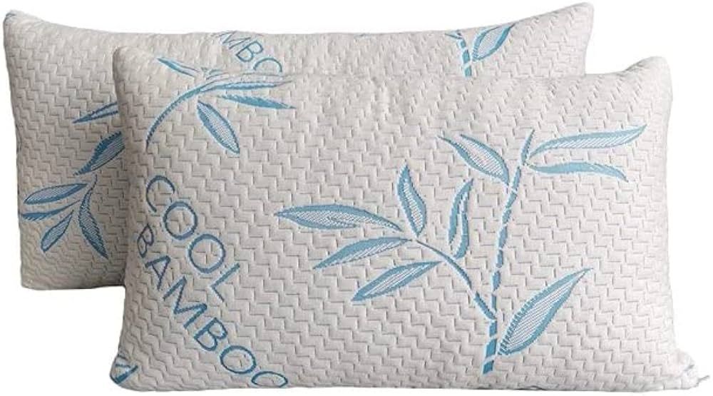 Comfysleep 2 Pack King Bamboo Pillows for Sleeping, Shredded Memory Foam Adjustable Bamboo Bed Pi... | Amazon (US)