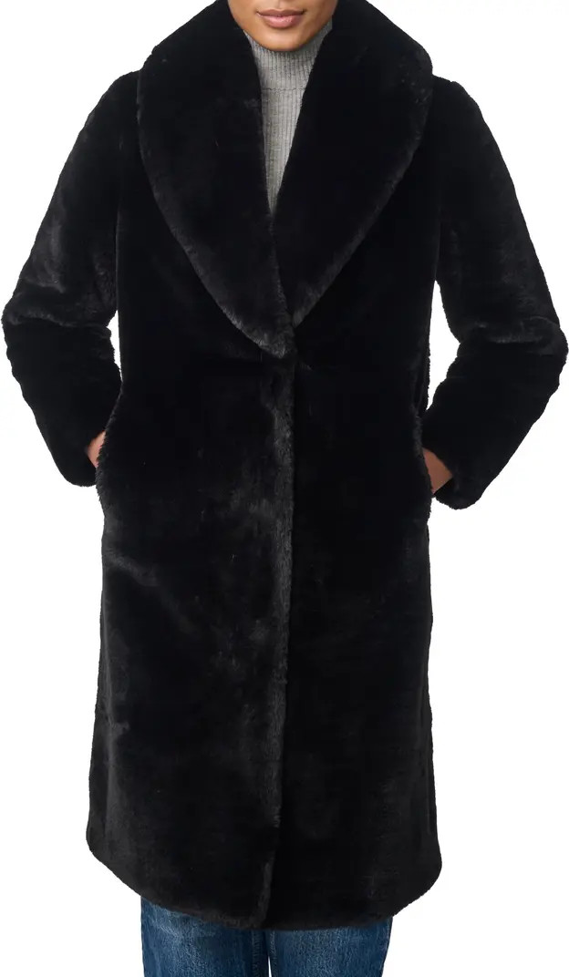 Faux Fur Shawl Collar Coat | Nordstrom