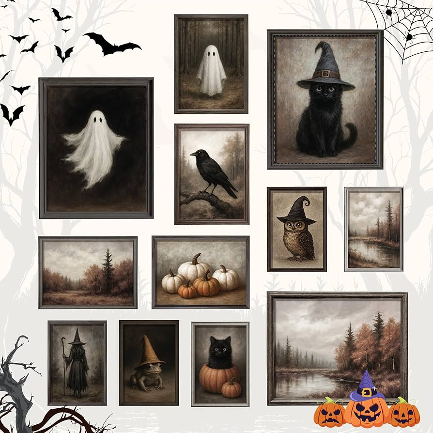 97 Decor Vintage Halloween Wall Art Prints - Ghost Pictures Wall Decor For Bedroom, Witchy Poster... | Amazon (US)