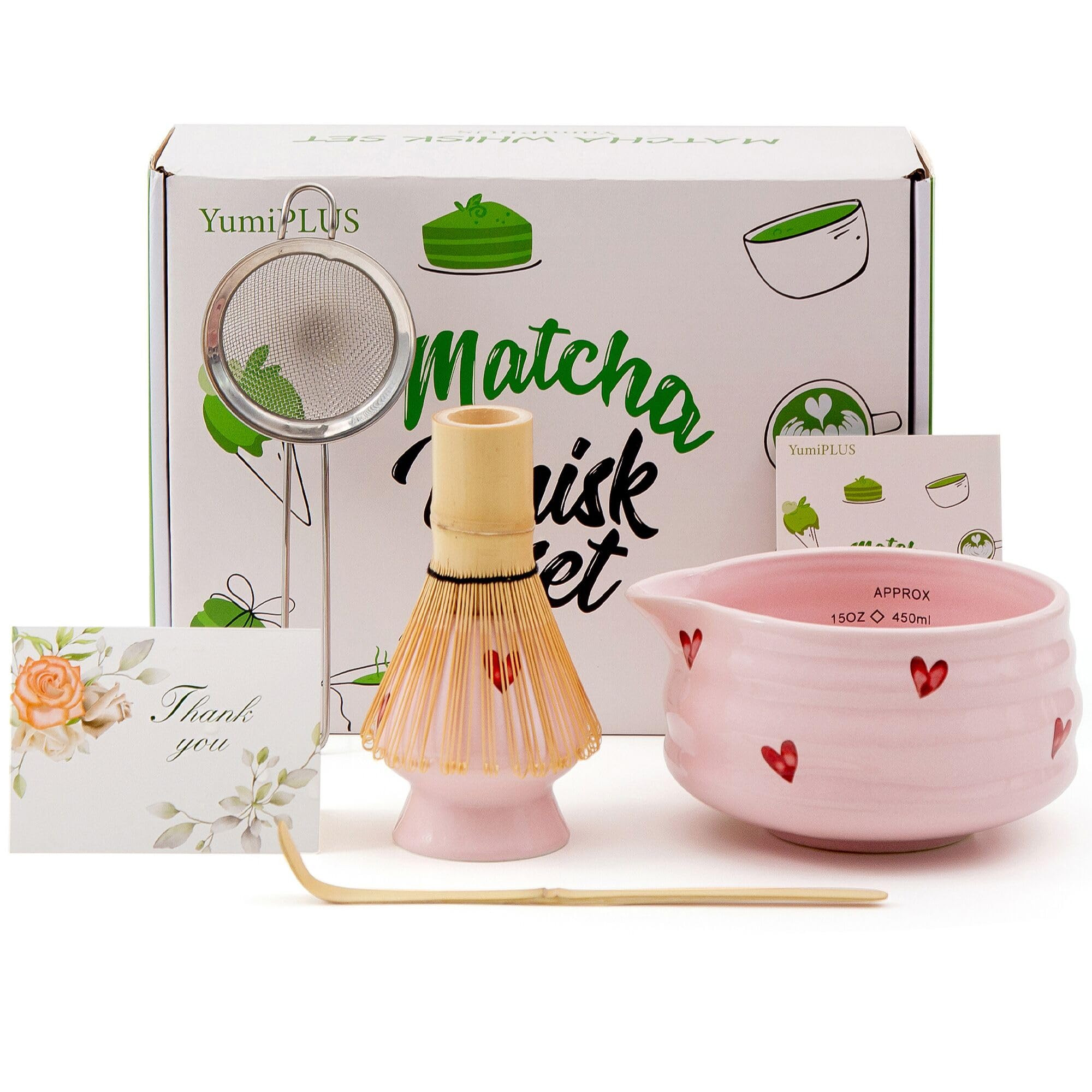 5pcs Premium Matcha Set,Ceramic Bowl with Spout and Bamboo Whisk set, Ceremonical Matcha Kit for ... | Amazon (US)