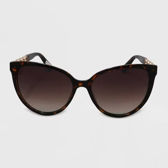 Women's Cateye Plastic Metal Combo Sunglasses - A New Day™ Brown | Target