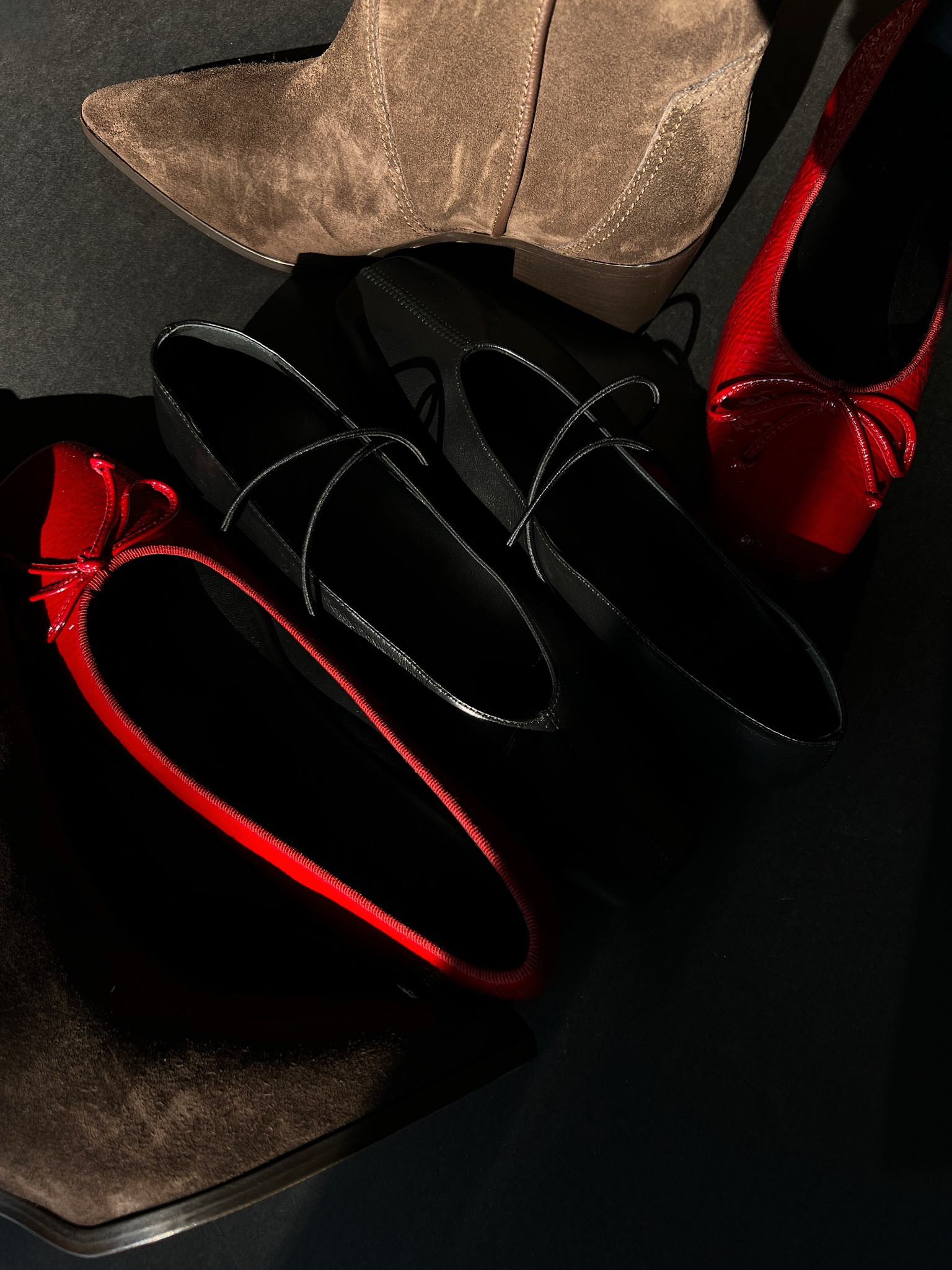 Brown suede western-style booties | red ballet flats | patent leather ballet flats | black leather flats | M. GEMI | fall shoes 

#LTKShoeCrush #LTKStyleTip #LTKSeasonal