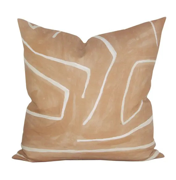 Pillow cover, Graffito Salmon/Cream- ON BOTH SIDES, abstract stripe, Spark Modern pillow | Etsy (US)