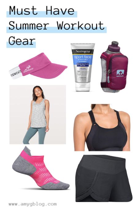 Must haves for summer fitness including a handheld active water bottle, facial sunscreen, visor to protect from the sun and stop sweat from dripping, anti blister, sweat wicking socks, high impact sports bra and my favorite shorts and tank!

#LTKFindsUnder50 #LTKActive #LTKFitness